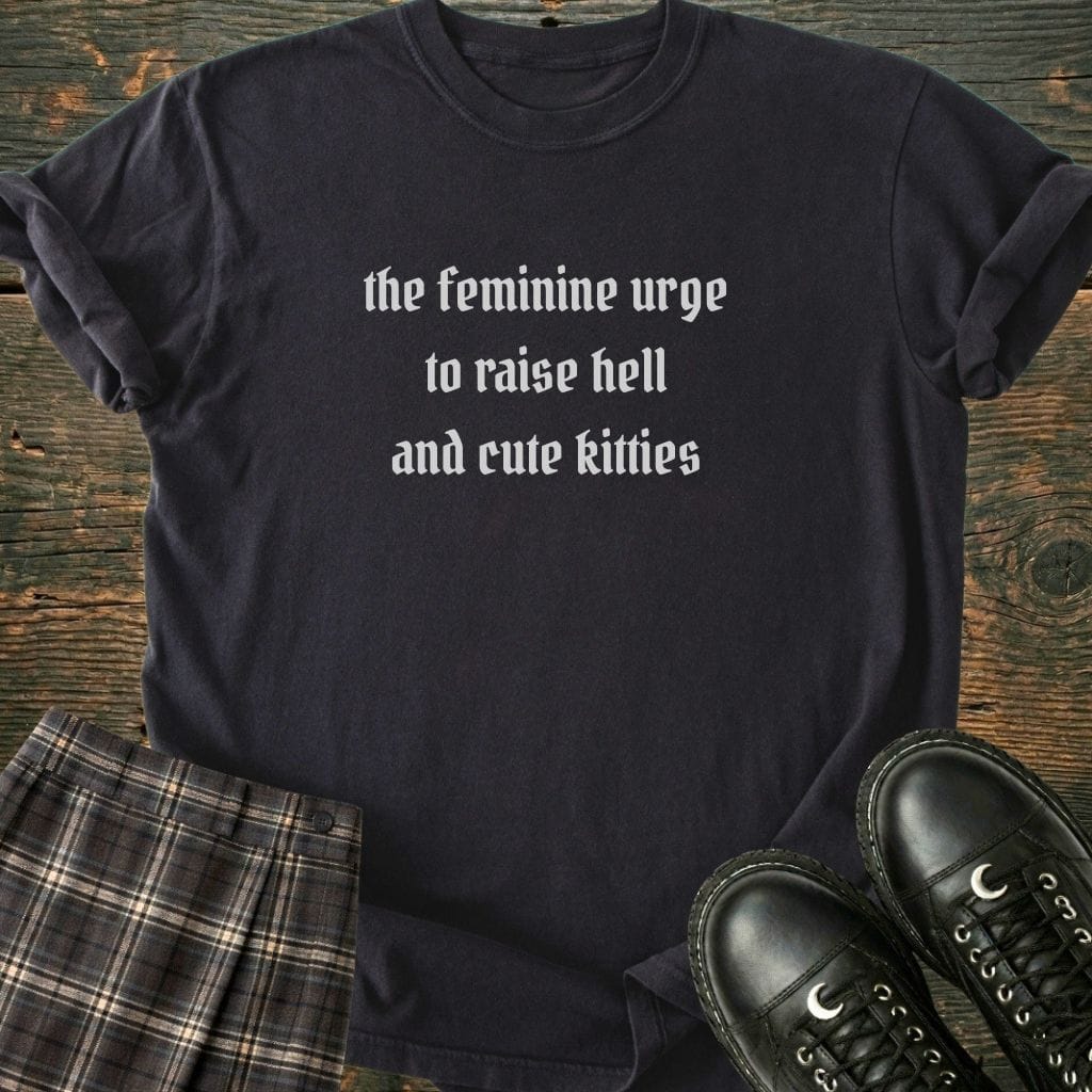 Raise Hell & Cute Kitties Shirt (Embroidered)