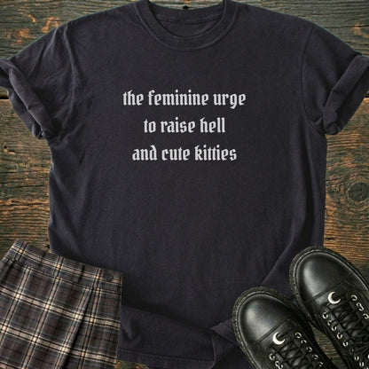 Raise Hell & Cute Kitties Shirt (Embroidered)