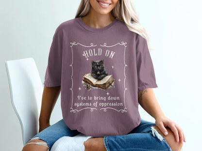 Hold On Cat Breaking Down Systems T-shirt