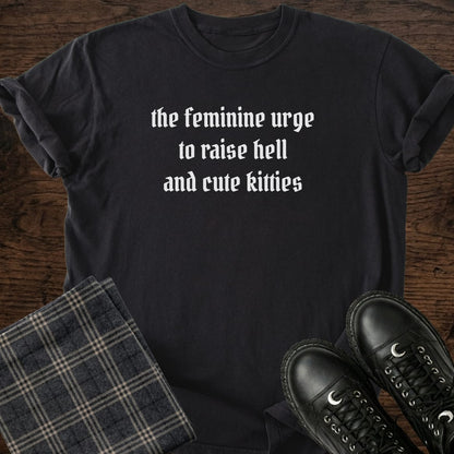 Raise Hell & Cute Kitties Shirt (Embroidered)