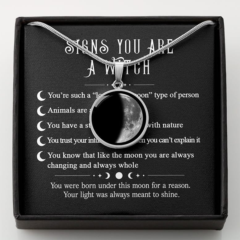 Witch Personalized Birth Moon Phase Necklace