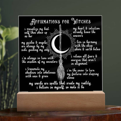 Affirmations For Witches - Acrylic Plaque