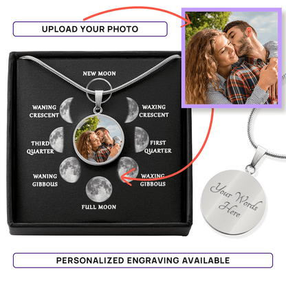 Personalized Moon Phase Necklace (engravable)