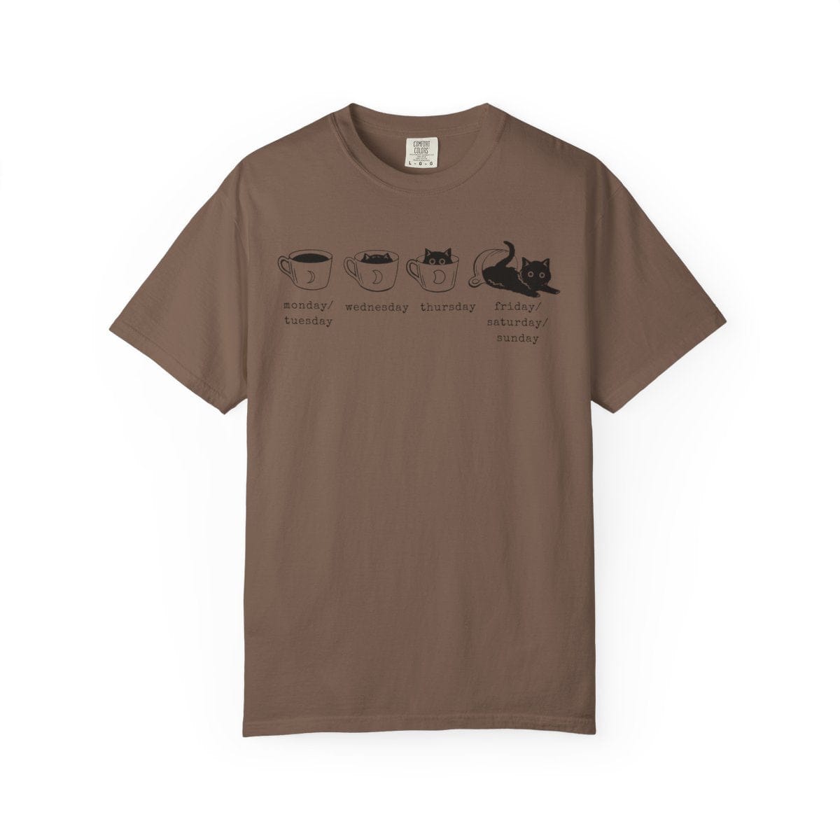 Cat and Coffee Days of the Week Graphic T-Shirt