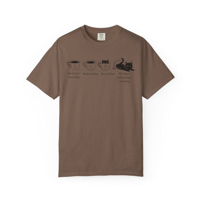 Cat and Coffee Days of the Week Graphic T-Shirt