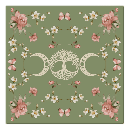Triple Goddess Green Altar Cloth