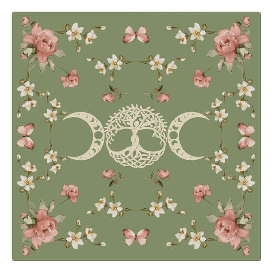 Triple Goddess Green Altar Cloth