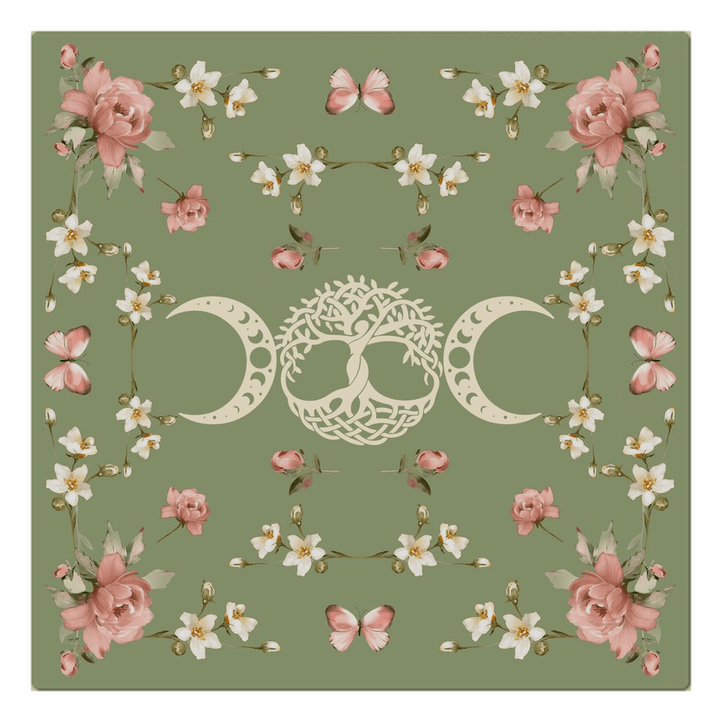 Triple Goddess Green Altar Cloth